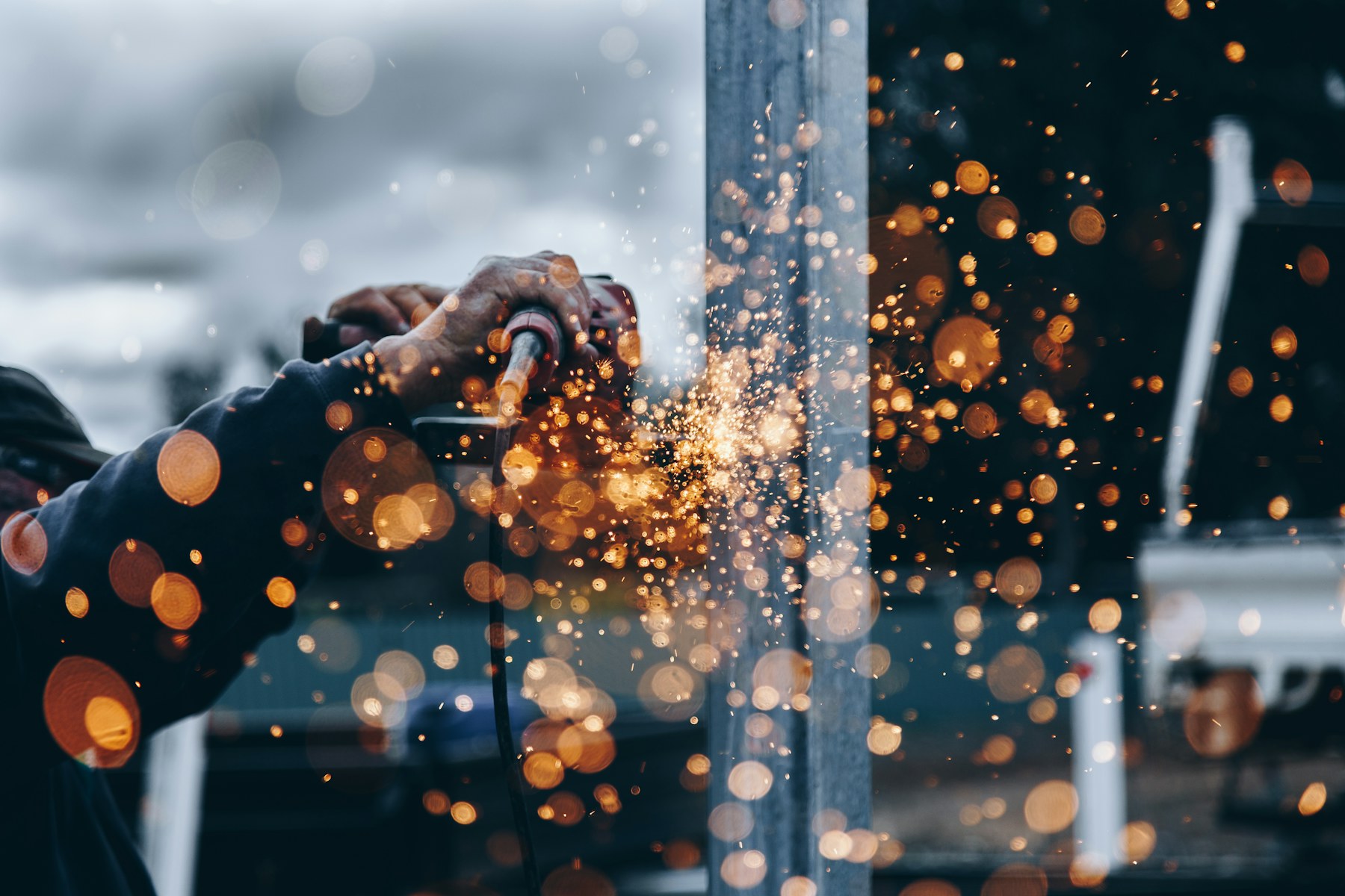 Metal fabrication work with professional equipment